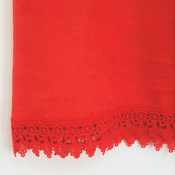 NWT Rosemarine Made In Italy Linen Crochet Hem Bow Tie Back Midi Dress - Picture 7 of 8